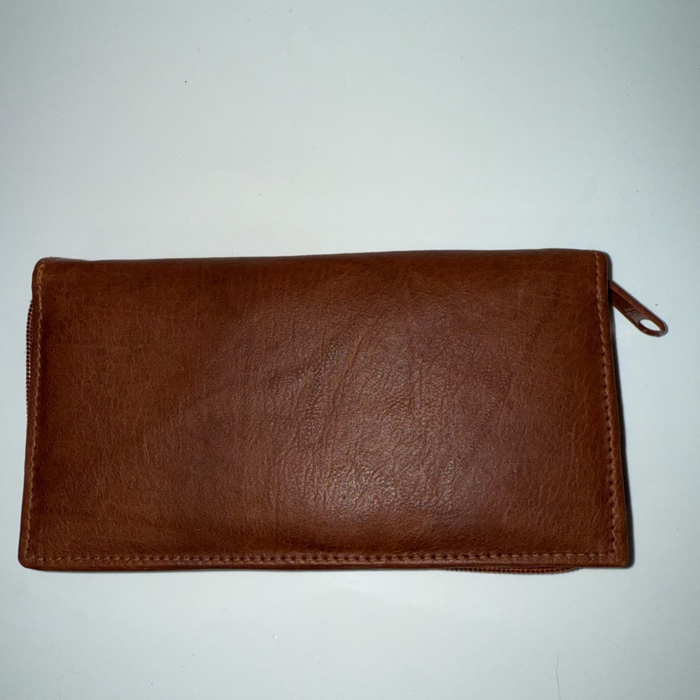 Leather Wallet Brown Zip Around